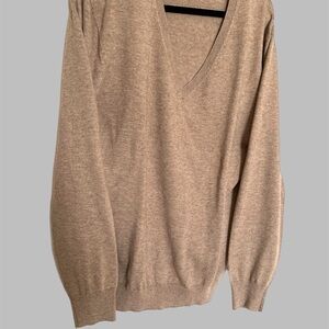 Kallspin Men's Tan V-Neck Sweater Sz XL 100% Cashmere Academic